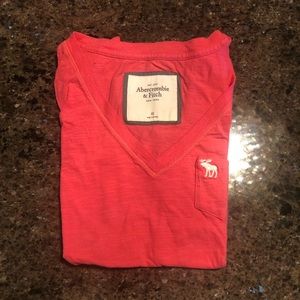 Abercrombie and Fitch pink V-neck with pocket